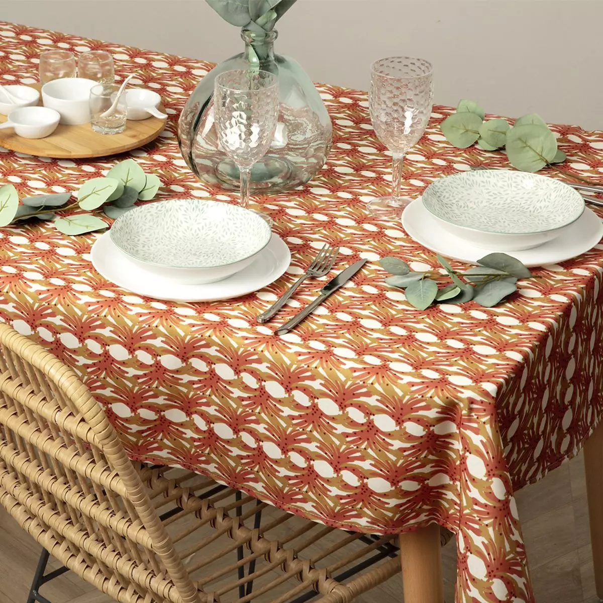 Mantel rectangular anti manchas (L240 cm) Zelie Terracota 1
