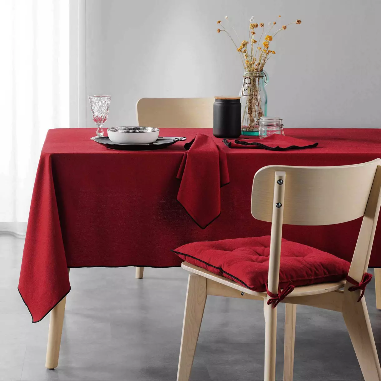 Nappe rectangulaire coton recyclé (L240 cm) Mistraline Bordeaux 1