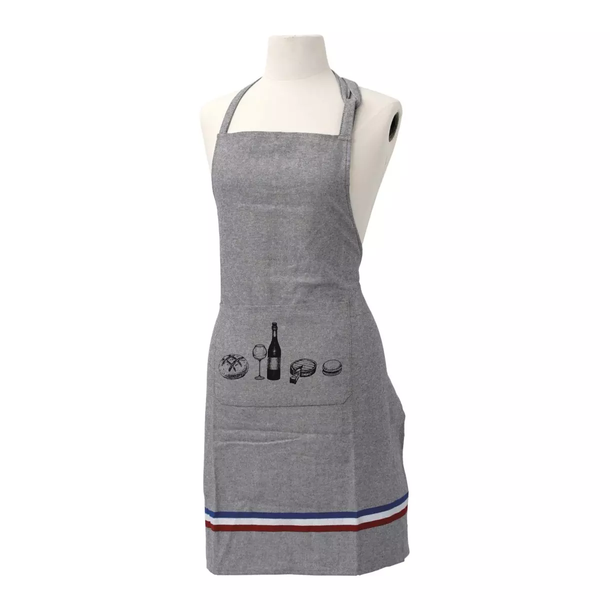 Delantal algodón con bolsillo France Gris 1