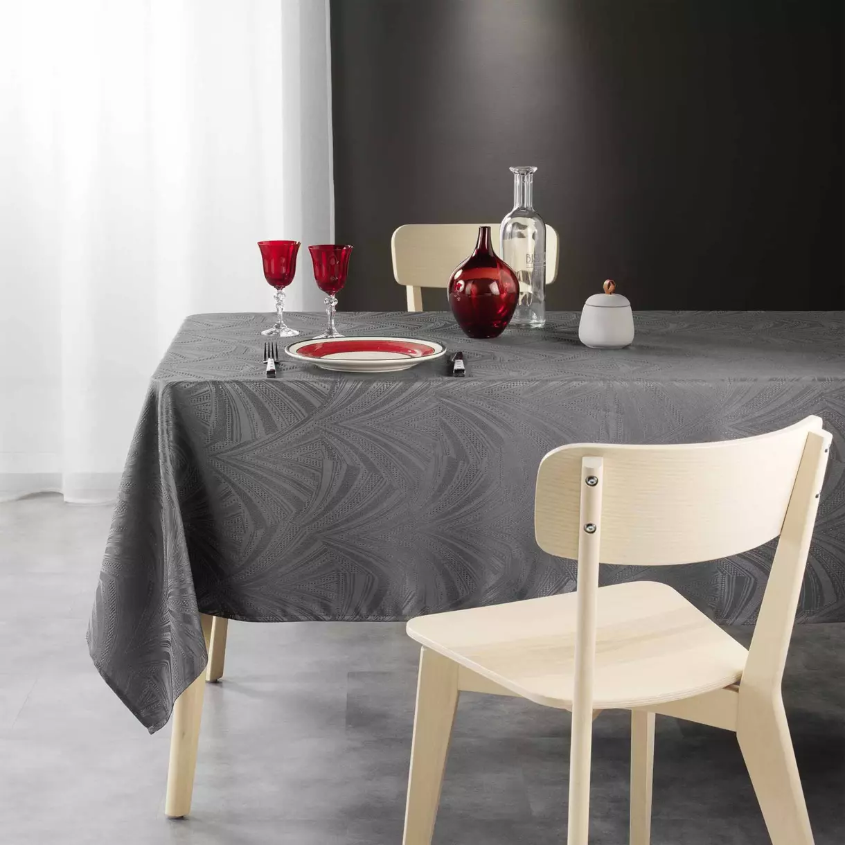 Nappe rectangulaire anti tache (240 cm) Lolly Gris anthracite 1
