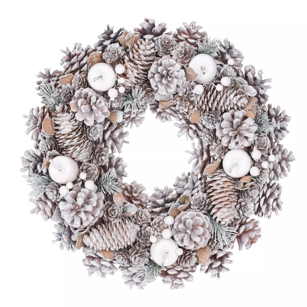 Corona di Natale decorata Pomme de pin Blanc givré 1