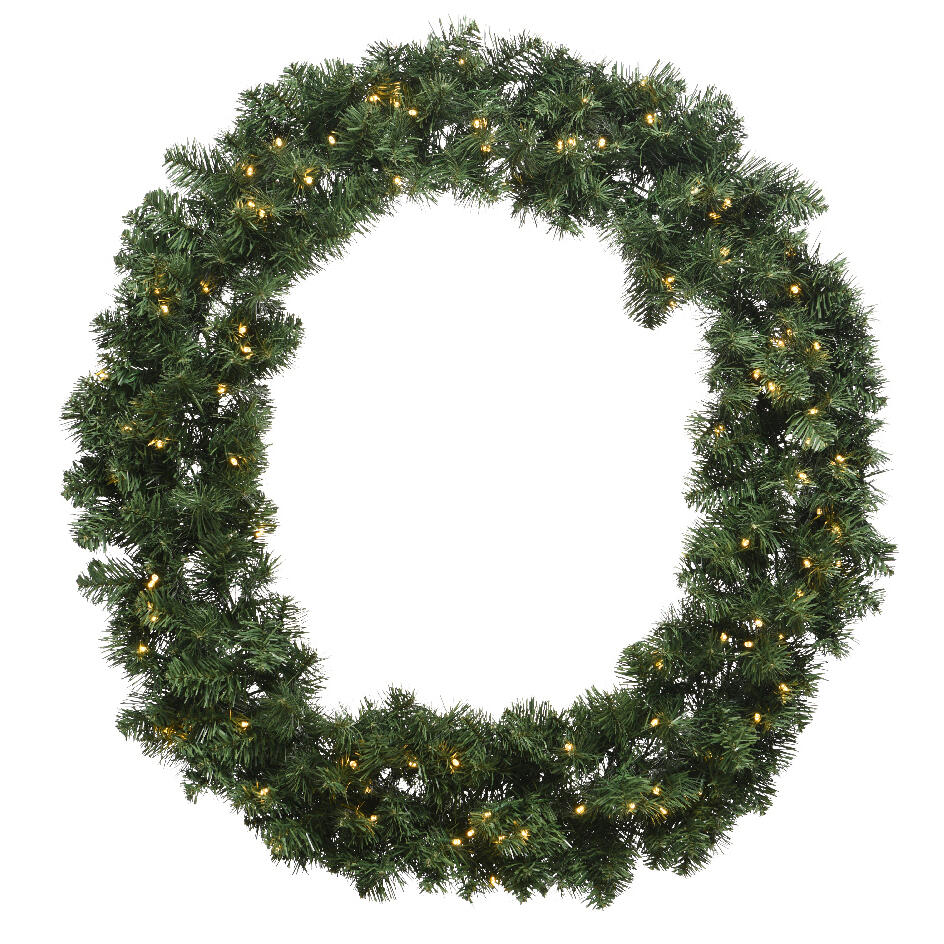 Corona de Navidad luminosa Royal D50 cm verde/ Blanco cálido 1