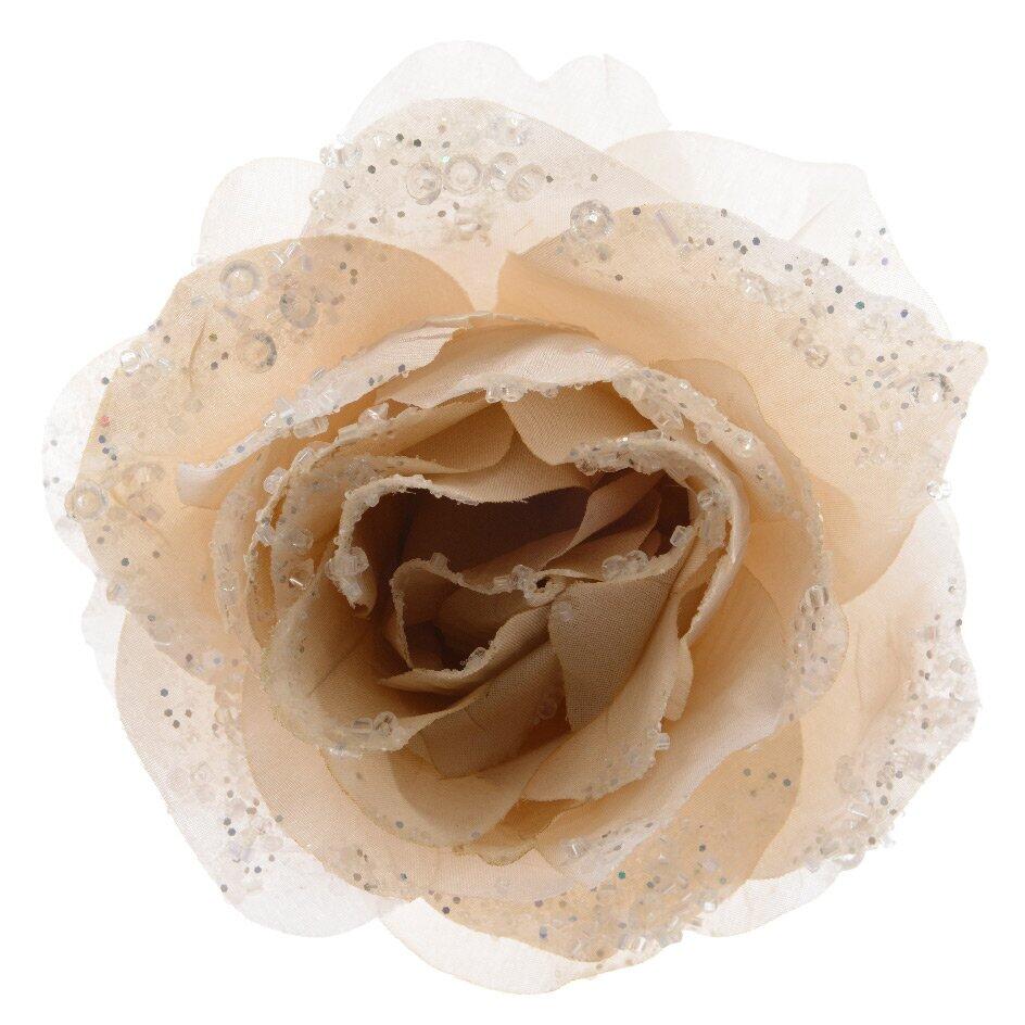 Fleur décorative sur pince Rosace Perle 1