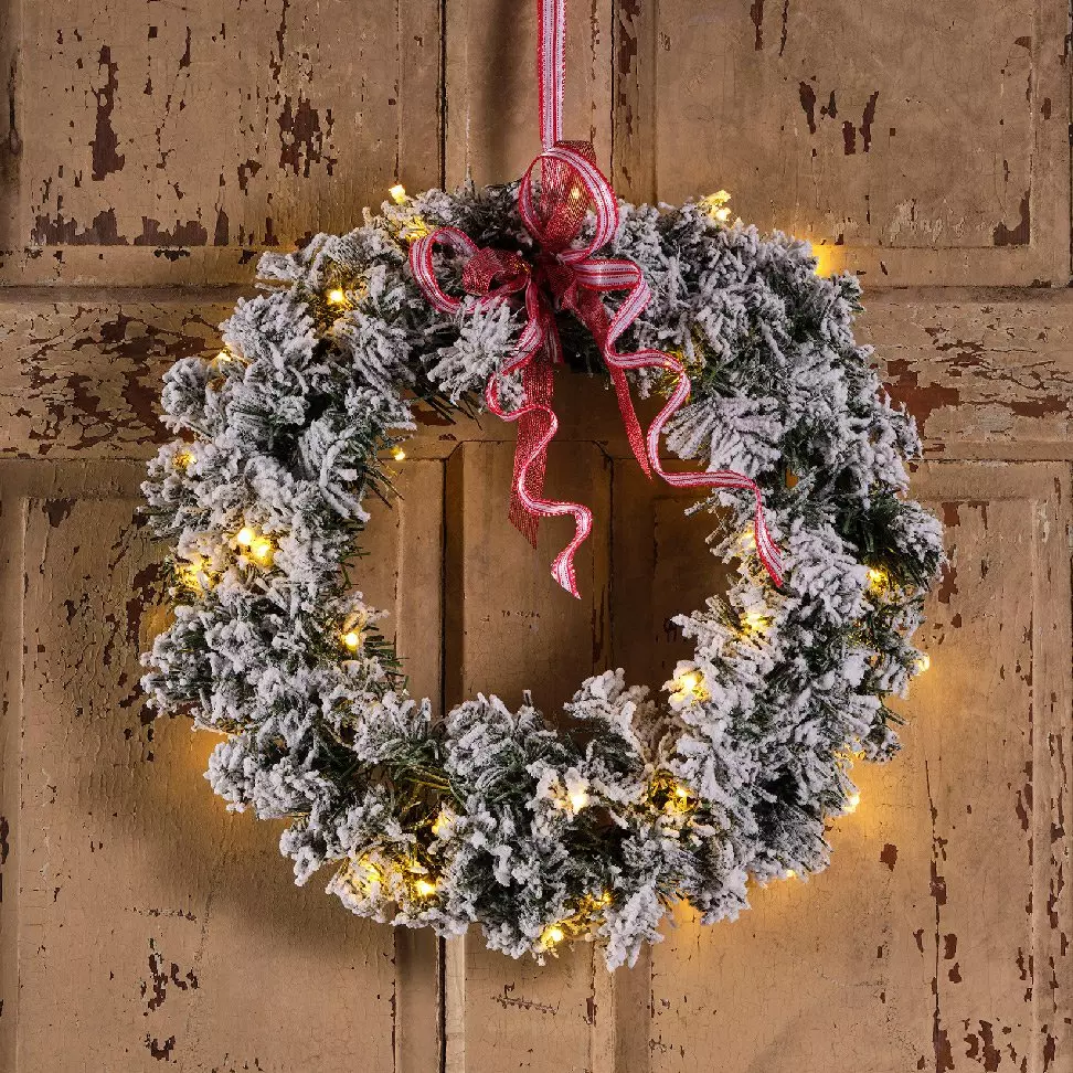Couronne de Noël lumineuse Royal 50 cm vert enneigé Blanc chaud 1