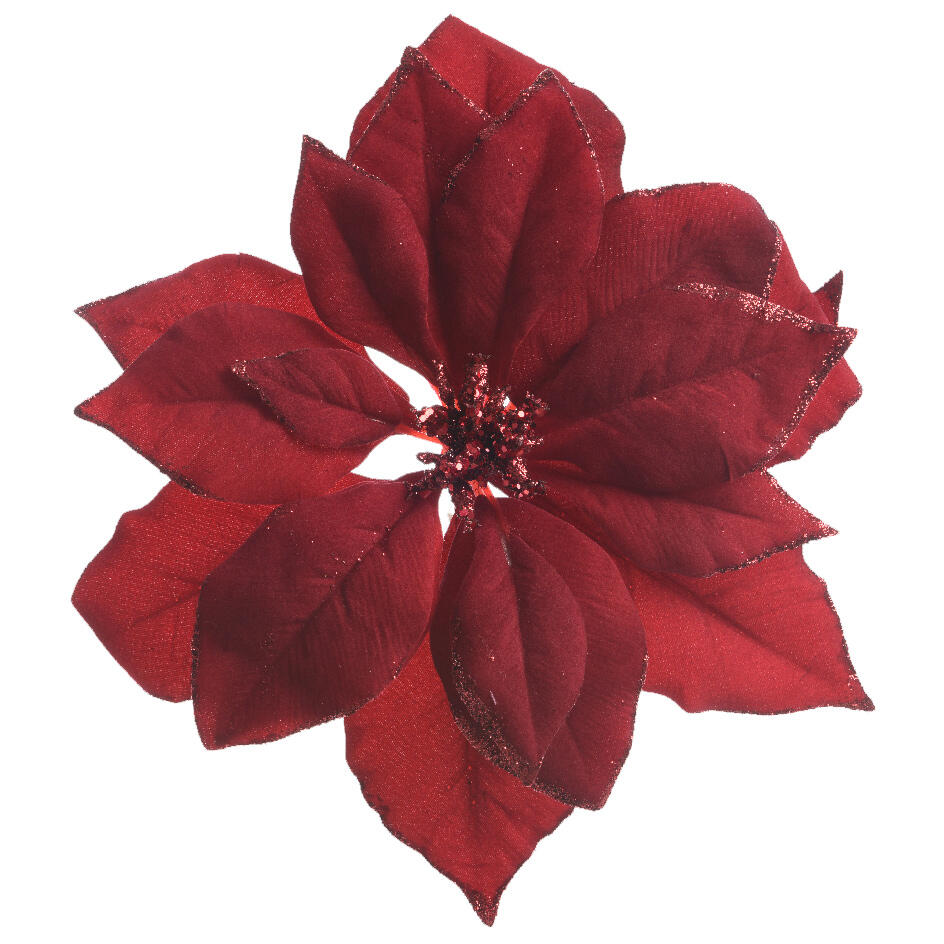 Poinsettia de Noël en tissu  sur clip Rouge 1