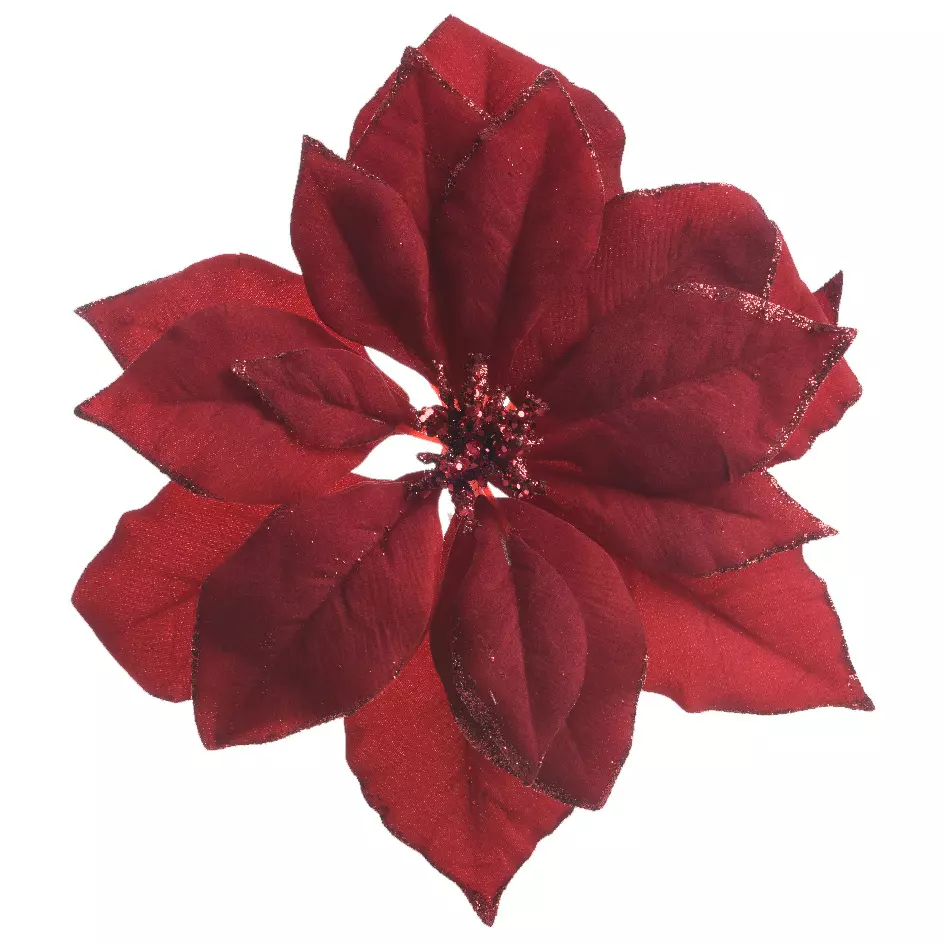 Poinsettia de Noël en tissu  sur clip Rouge 1
