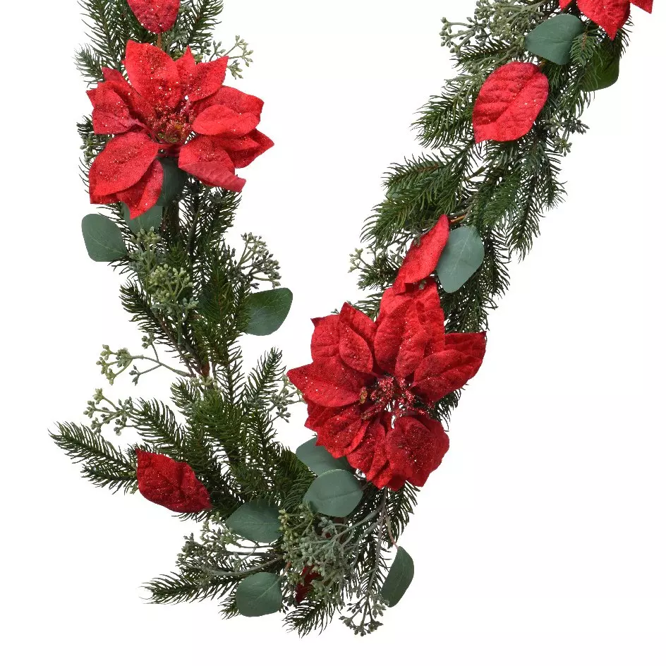 Guirnalda decorada Poinsetia Verde 1