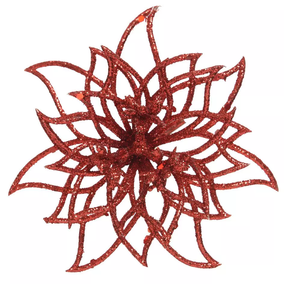 Poinsettia de Navidad Chic con clip Rojo 1