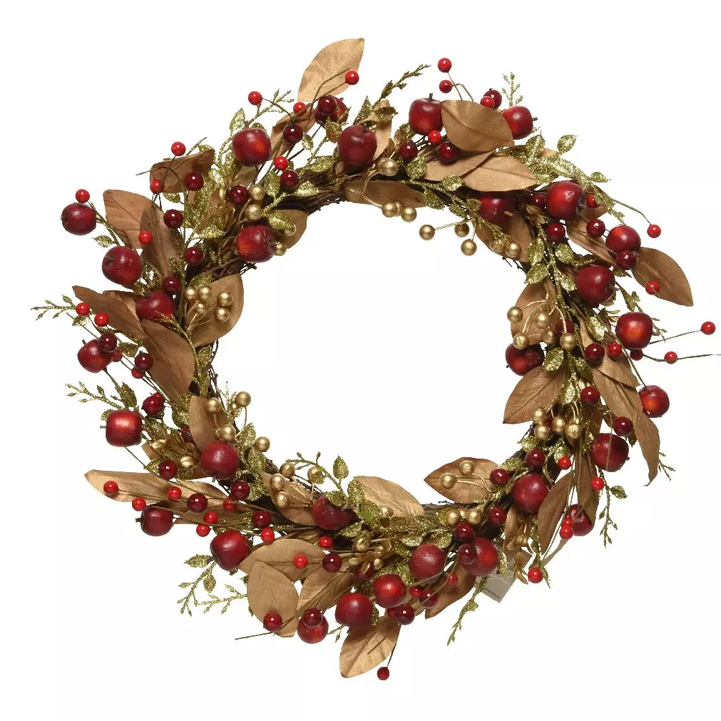 Geschmückter Weihnachtskranz Apfel Groß 1
