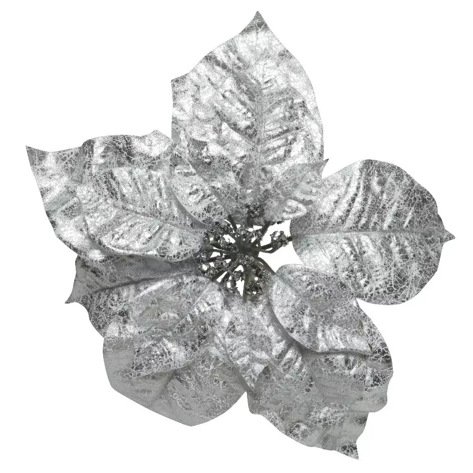 Poinsettia de Navidad (D26 cm) con clip Plata 1