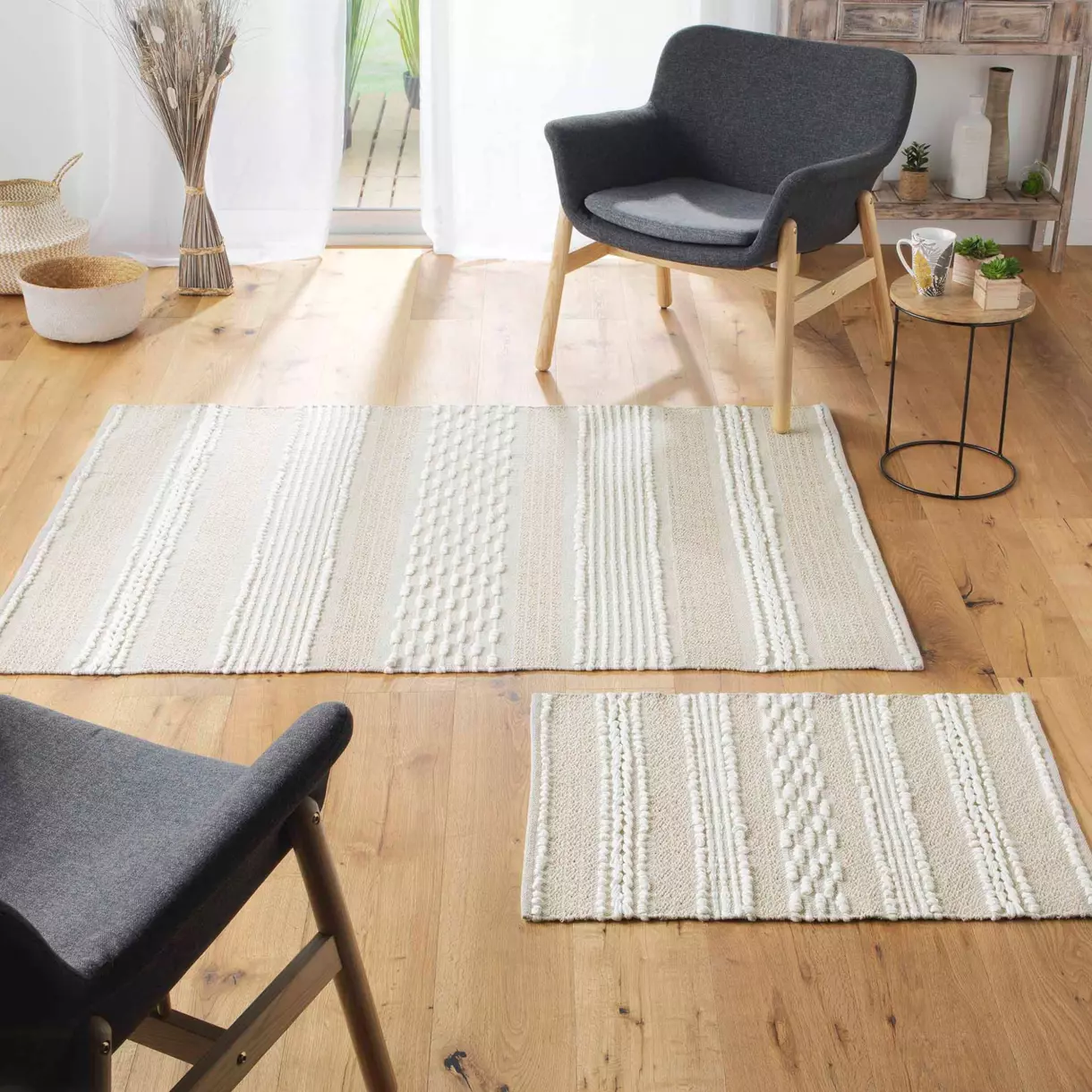 Alfombra (170 cm) Blanca Beige 1