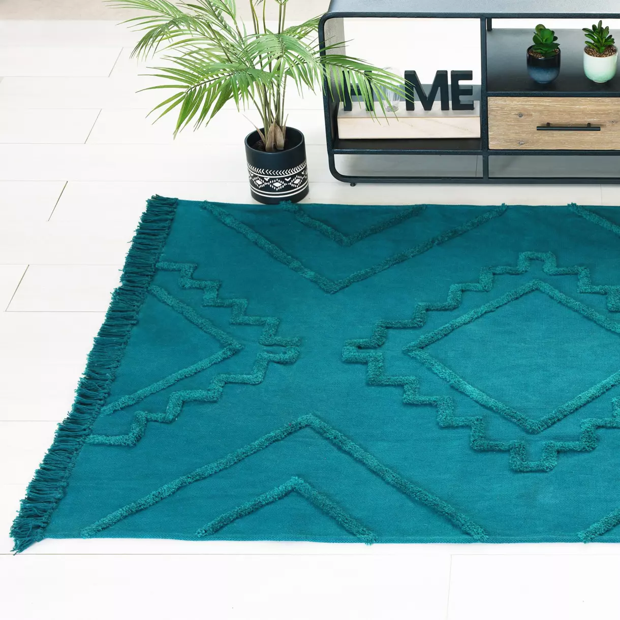 Tapis de salon (170 cm) Inca Bleu canard 1