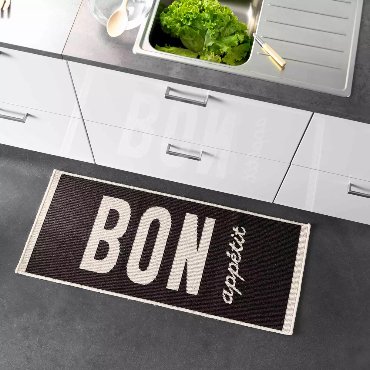 Tapis de cuisine (120 cm) Appetito Noir