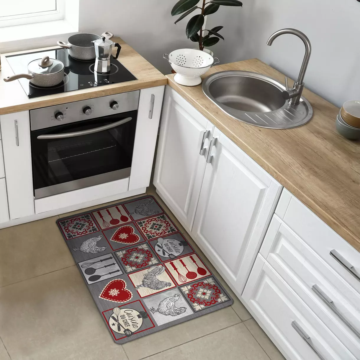 Alfombra de cocina (75 cm) Rustico Rojo