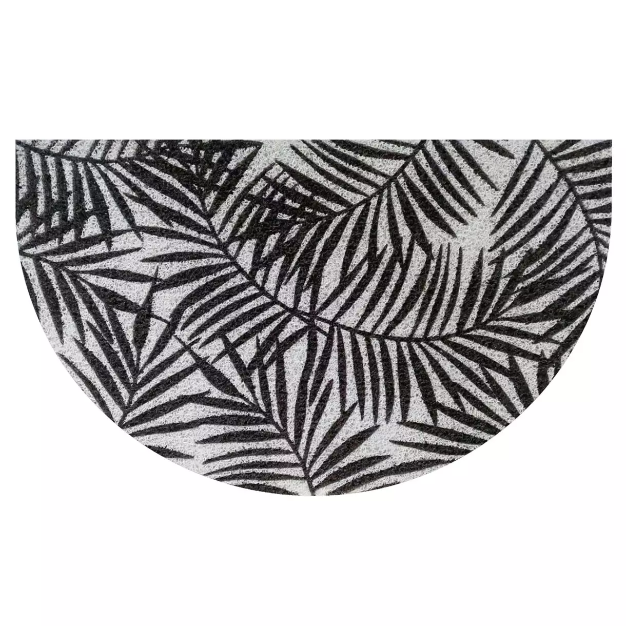 Tapis d'entrée antidérapant demi-lune (75 cm) Herbarium Noir et blanc 1