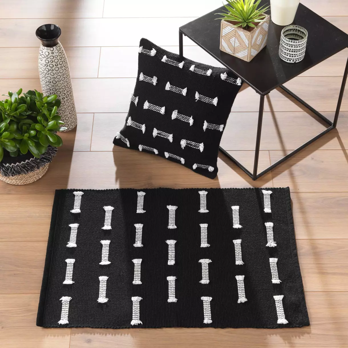 Alfombra en algodón (80 cm) Juline Negro