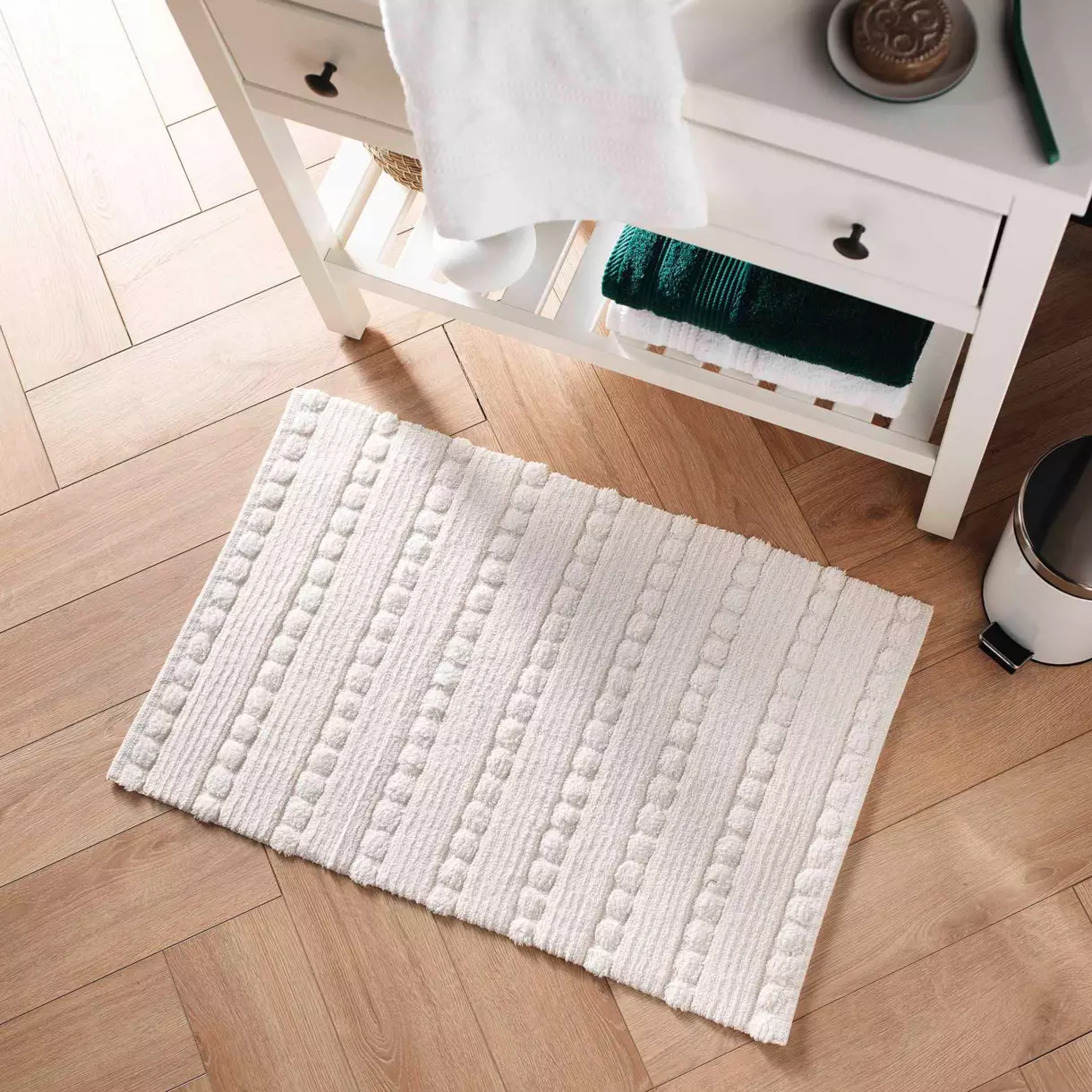 Tapis de bain coton (80 cm) Cleonis Blanc