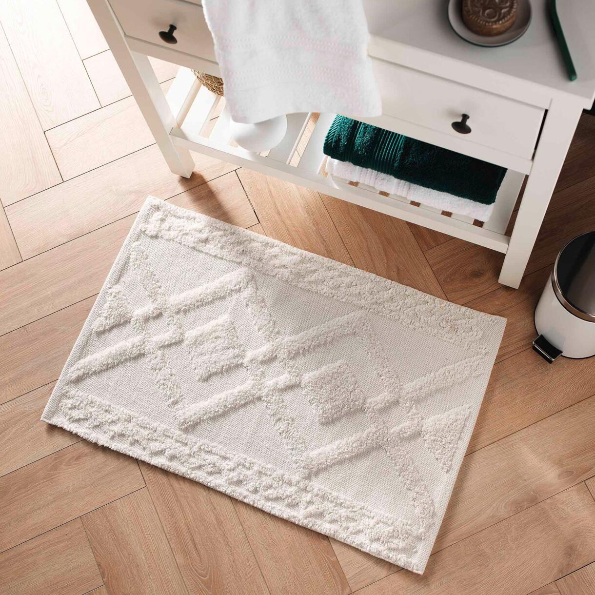 Alfombra de baño algodón (80 cm) Gladis Blanco