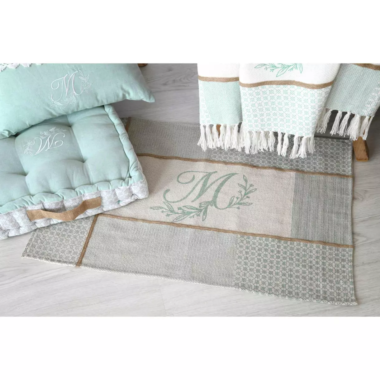 Tapis coton (90 cm) Constance Bleu azur 1