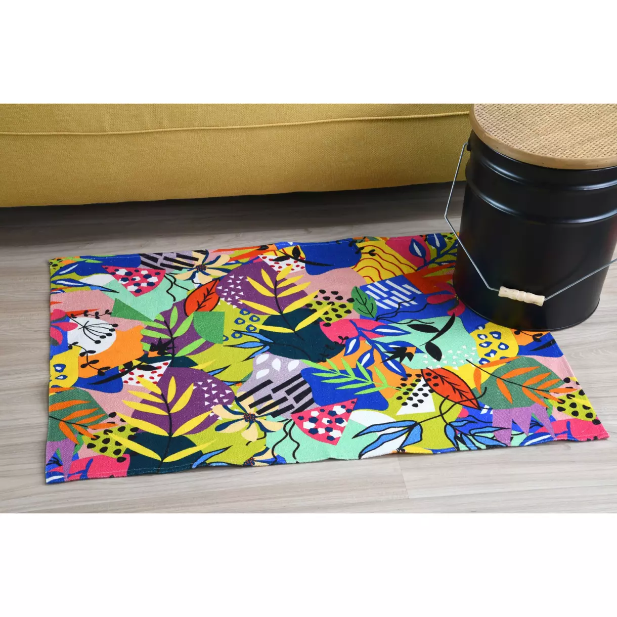 Tapis coton (90 cm) Popart Bleu canard 1