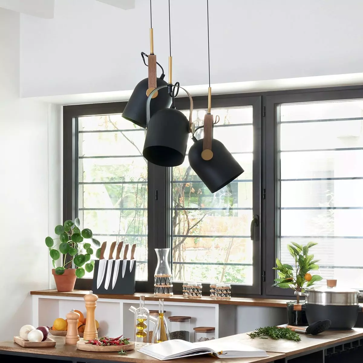 Set van 3 hanglampen Bil Zwart 1