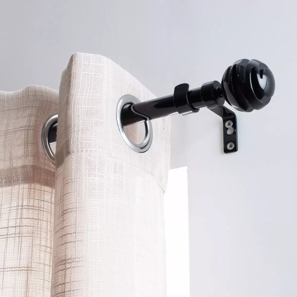 Kit de tringle extensible (L120 - L210 cm / D19 mm) Villalouise Noir laqué 1