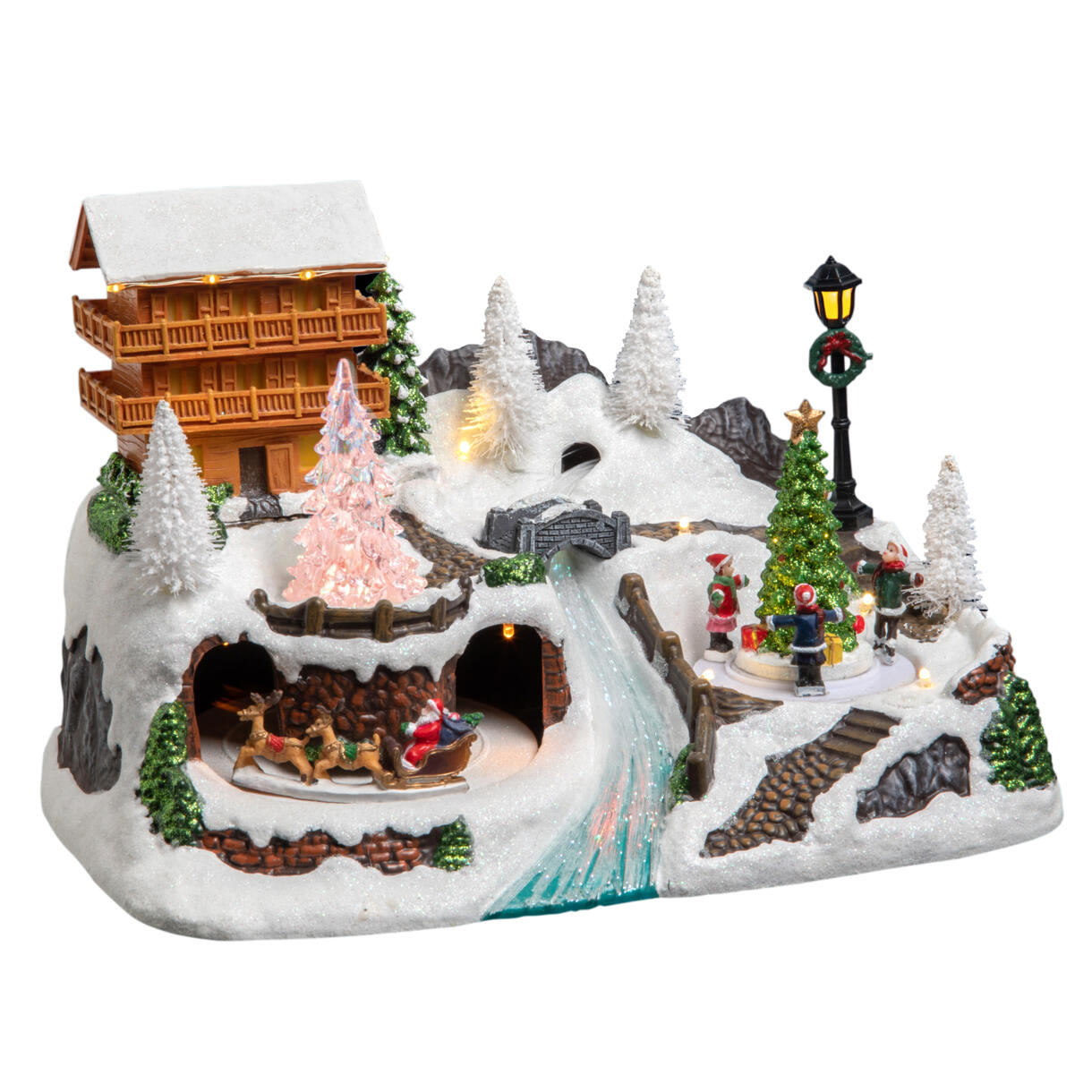 Village de Noël lumineux Chalet en montagne 1