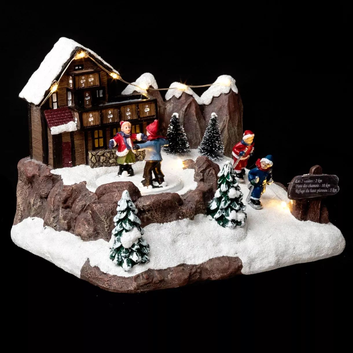 Pueblo de Navidad luminoso con baterías Esquí de travesíaRando ski 2