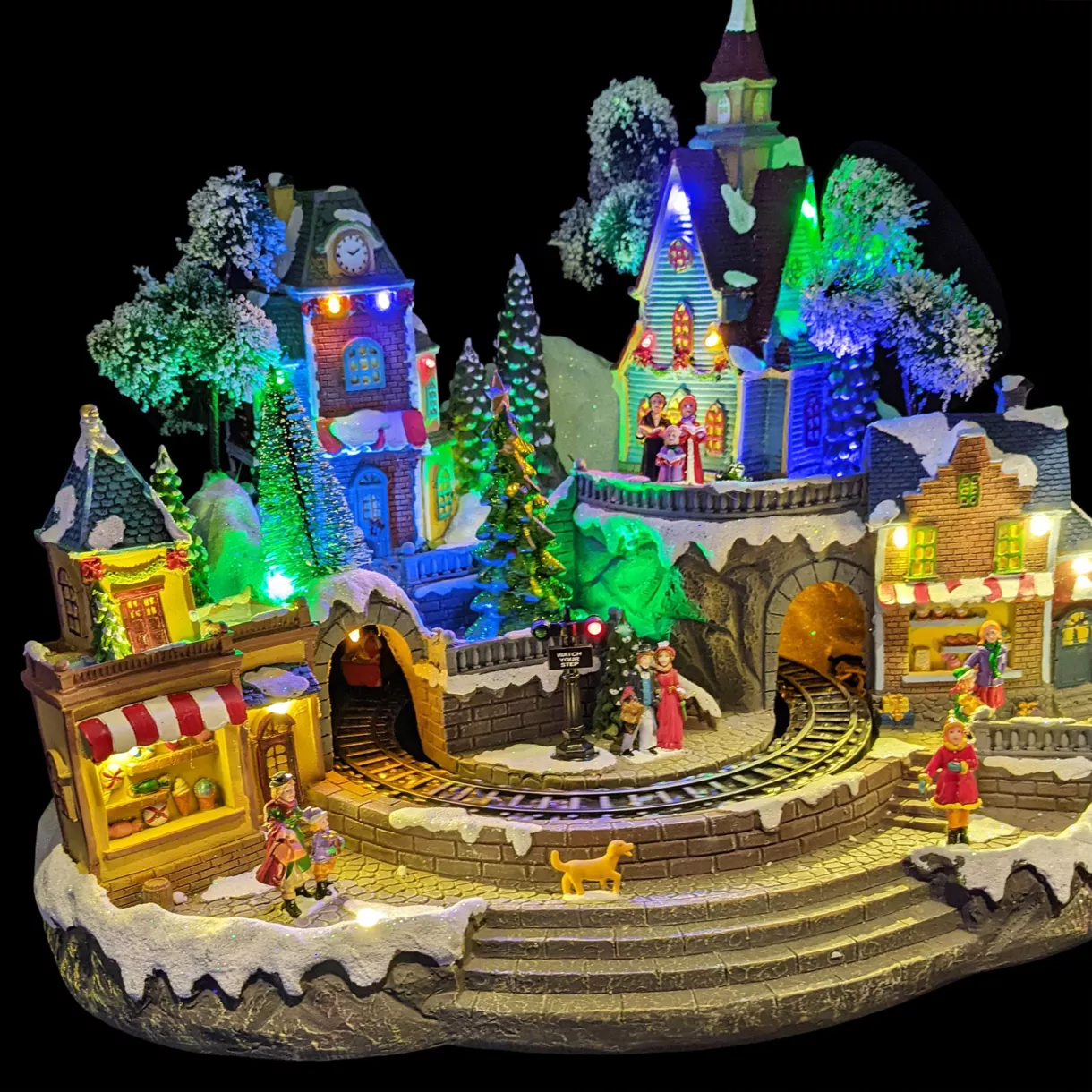 Verlicht en muzikaal kerstdorp Kleine trein 1