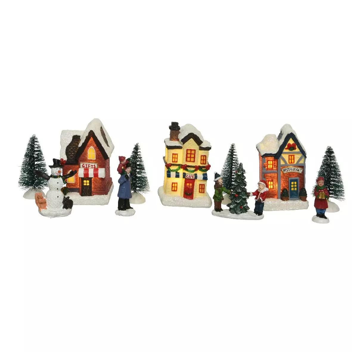 Set complet village illuminé à piles petites maisons 1
