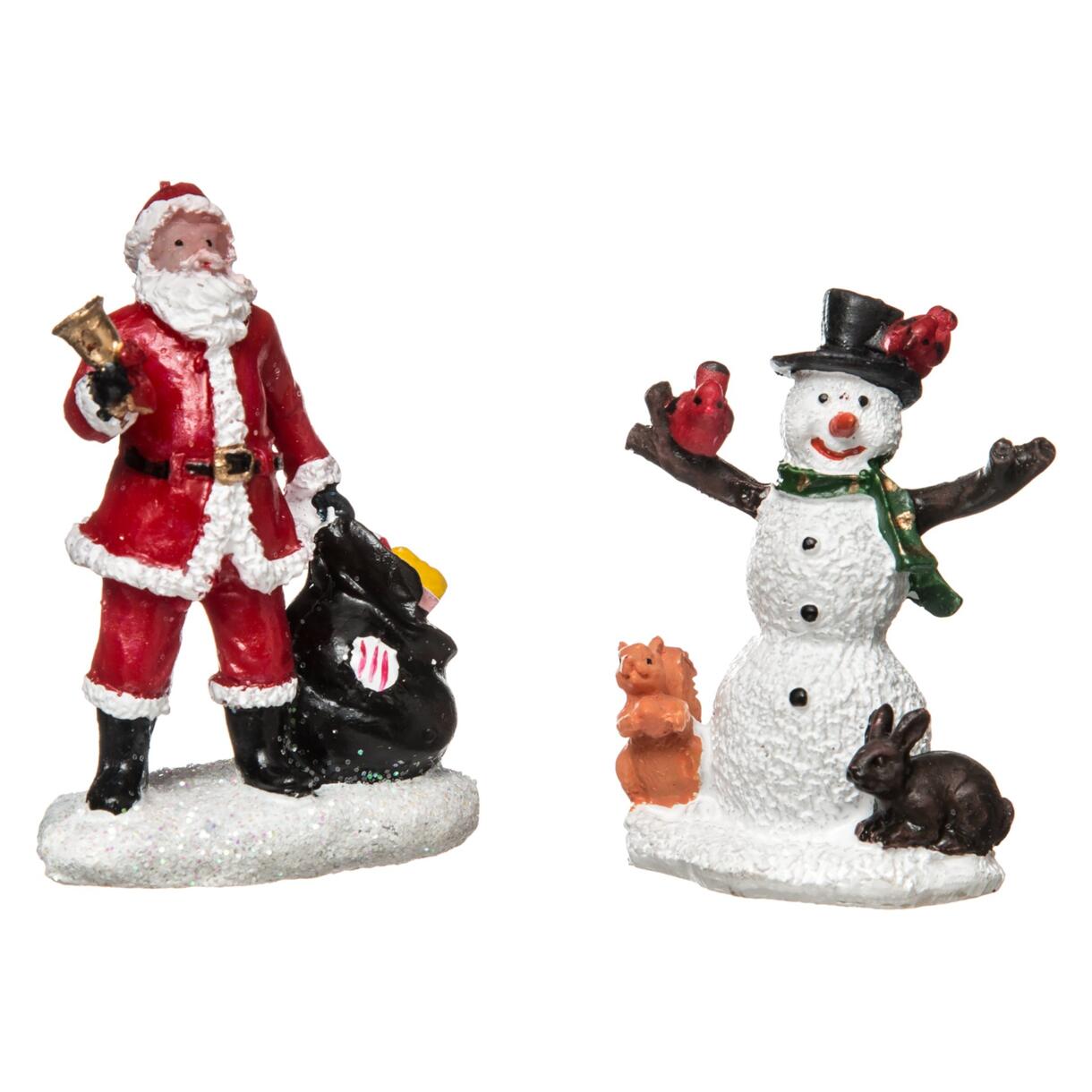 Figuren Kerstman en sneeuwpop voor een dorp 1