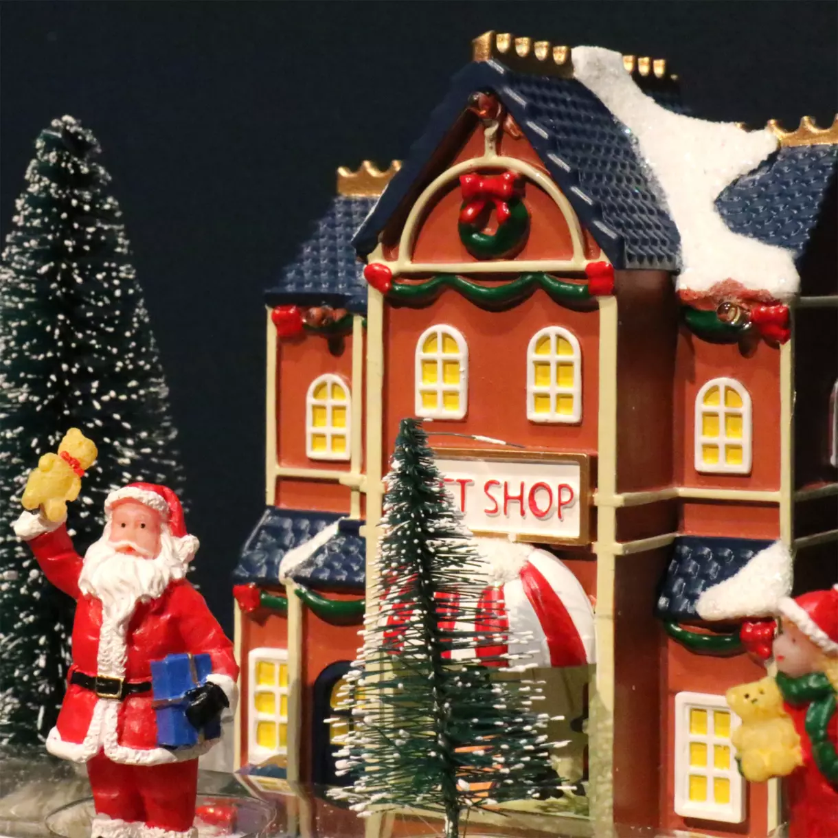 Pueblo de Navidad luminoso Comercios a pilas 6
