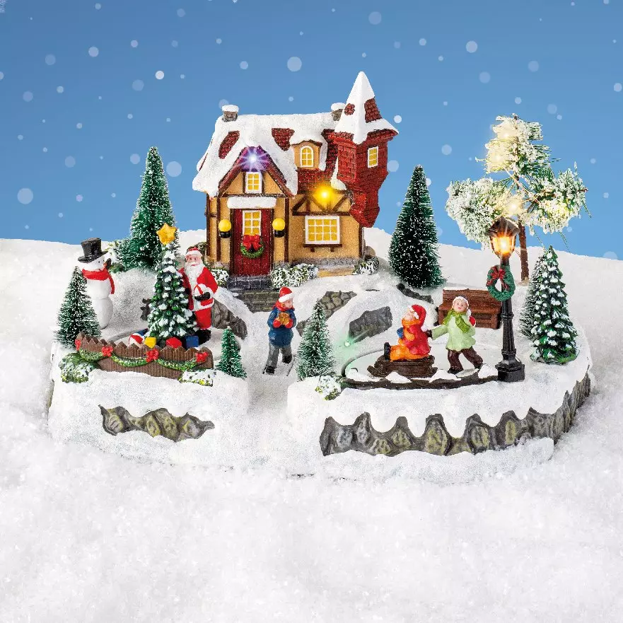 Village de Noël lumineux à piles Hiver luge 1