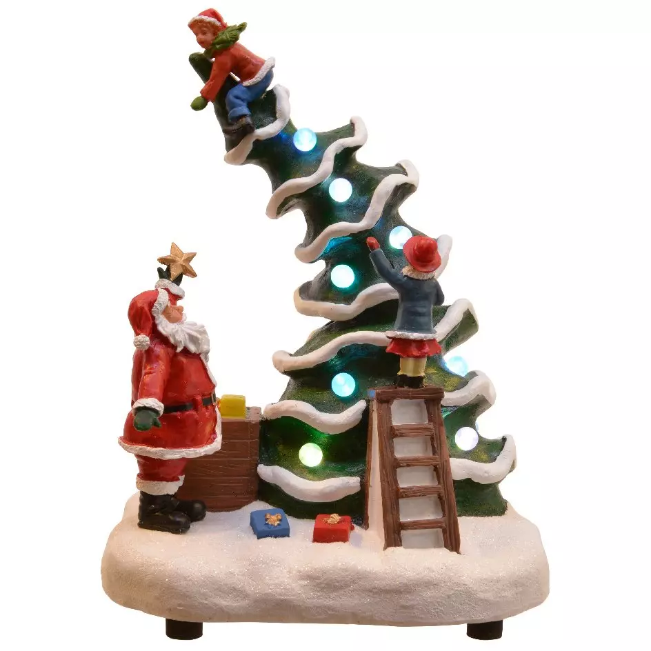 Escena de vida luminosa y musical Santa Claus Fun a pilas 1