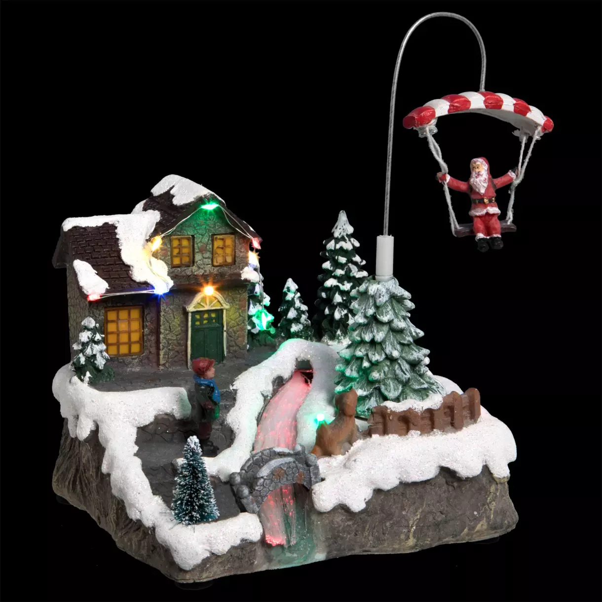 Pueblo de Navidad luminoso Papá Noël lanzado en paracaídas 1