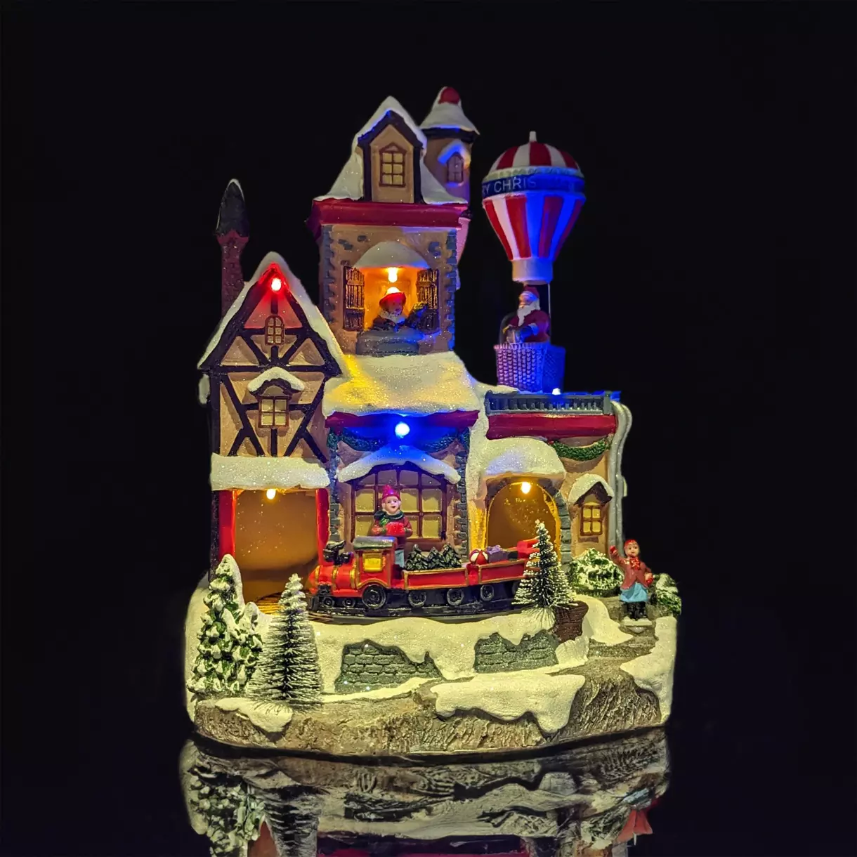 Village de Noël lumineux à piles Montgolfière 1