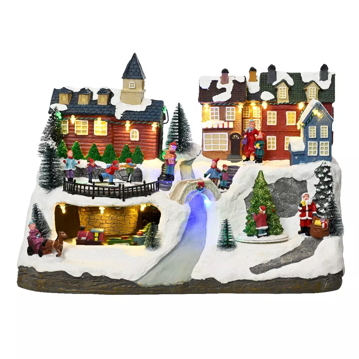 Conjunto completo pueblo iluminado Navidad en la montaña 1