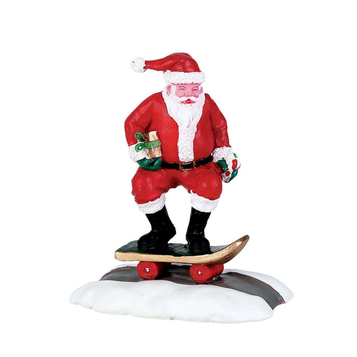 Figur Lemax Weihnachtsmann mit Skateboard