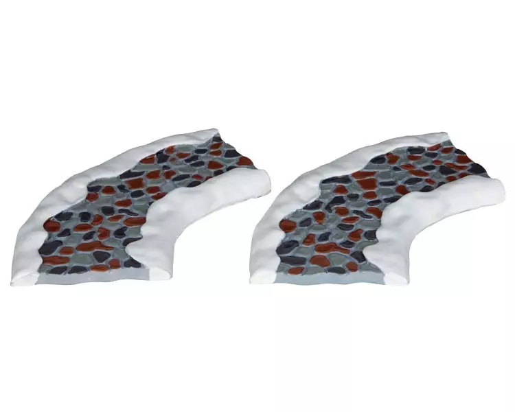 Lot de 2 accessoires Lemax  Rue pavée incurvée