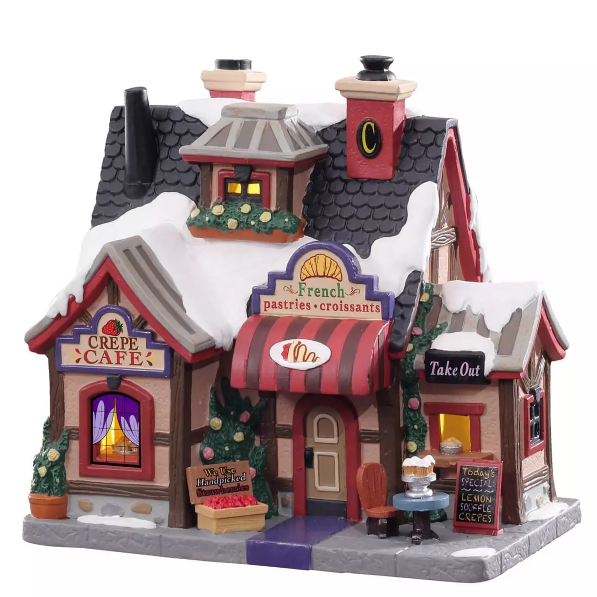 Village de Noël Lemax à piles lumineux Le Crêpe Café 1
