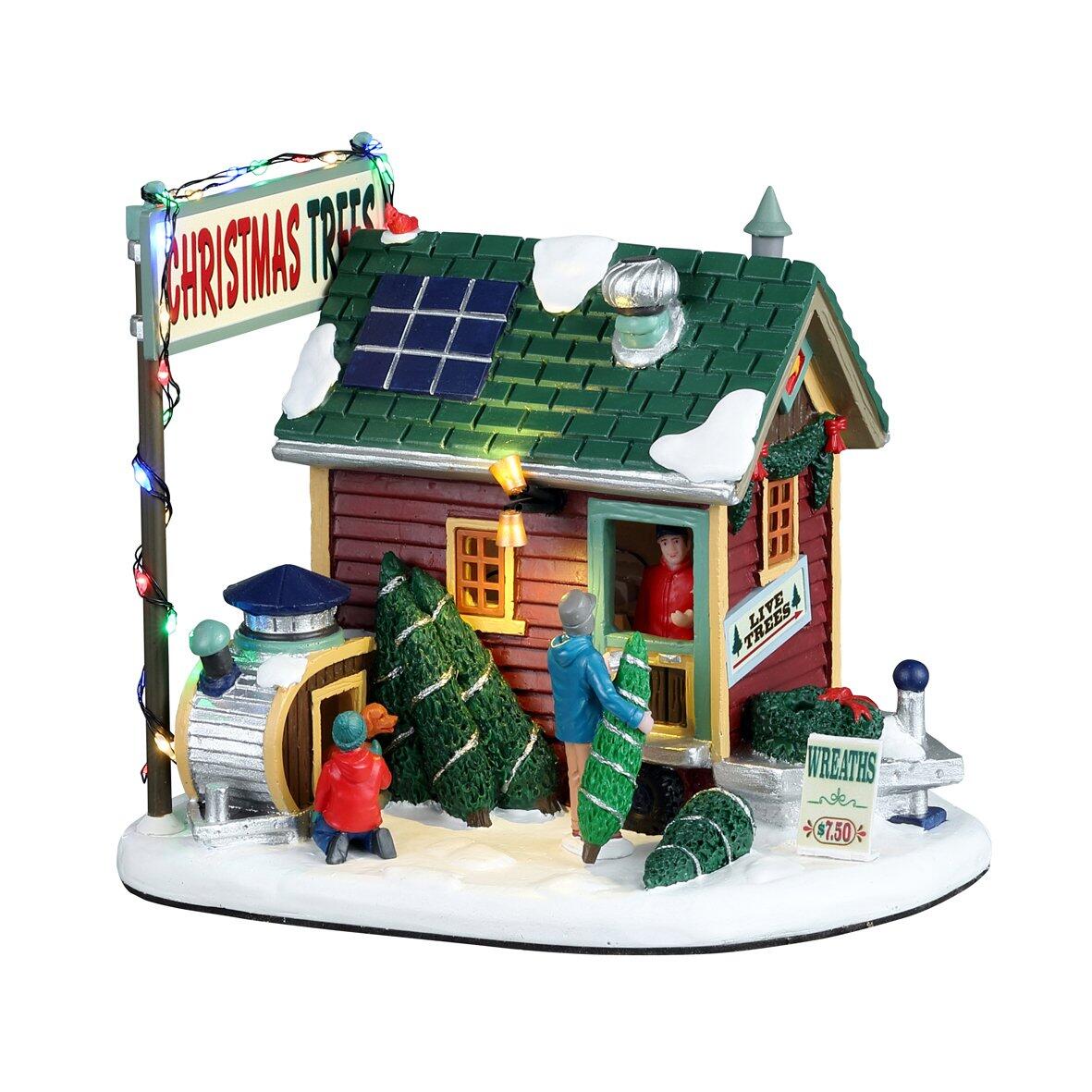 Villagio di Natale Lemax luminoso a pile Tiny house des sapins  1