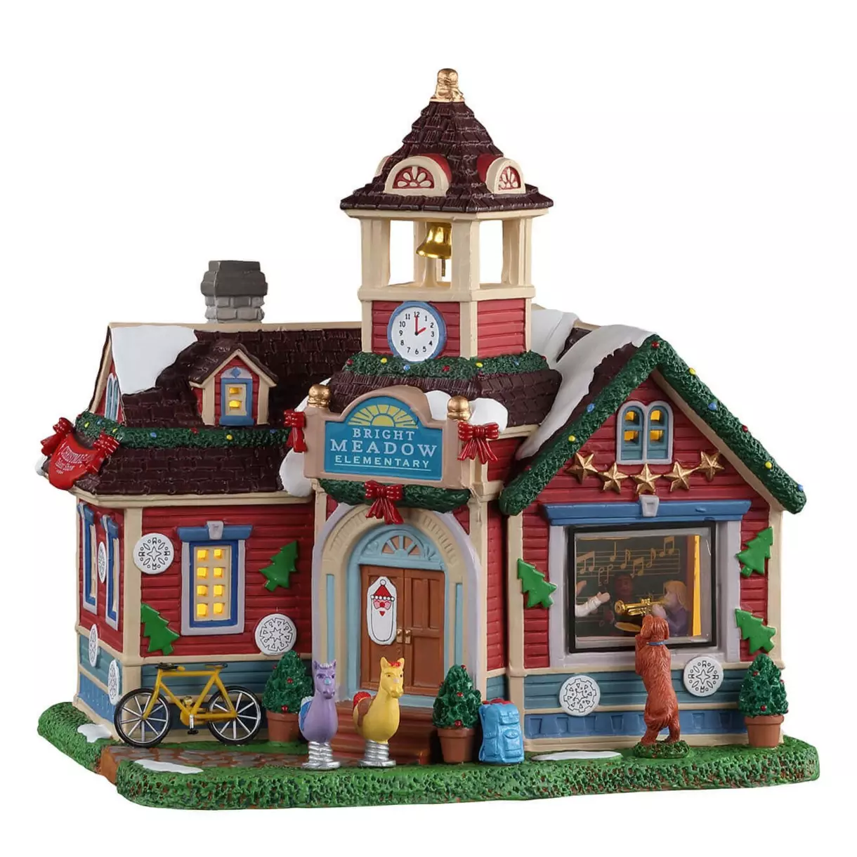 Village de Noël Lemax à piles lumineux  Ecole primaire de Bright Meadow 1