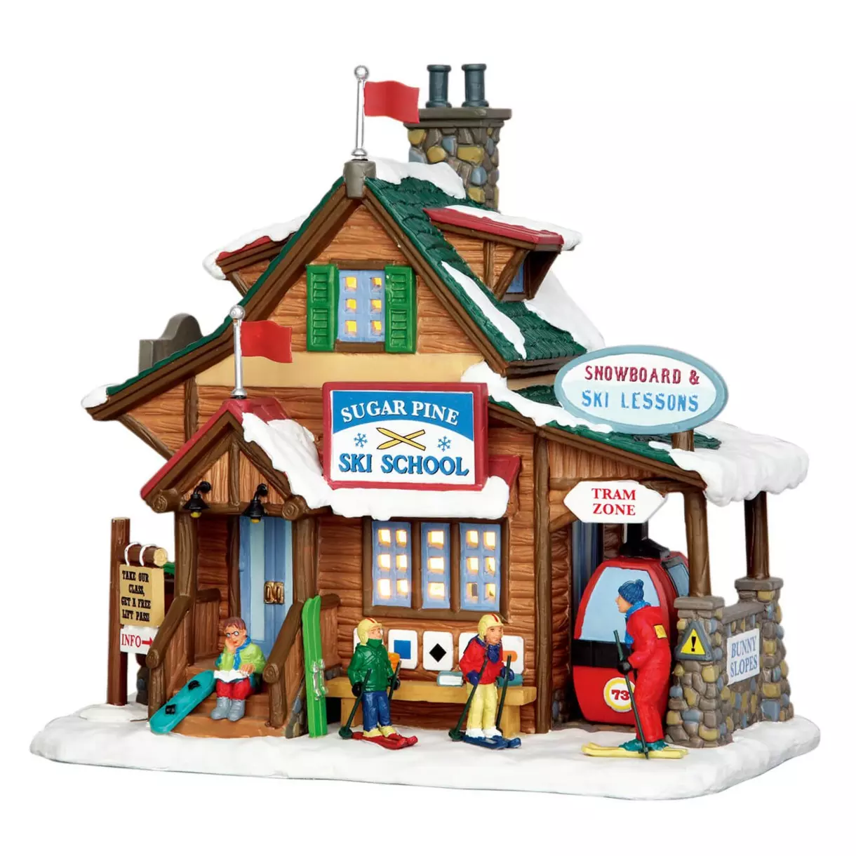 Village de Noël Lemax à piles lumineux Ecole de ski 1