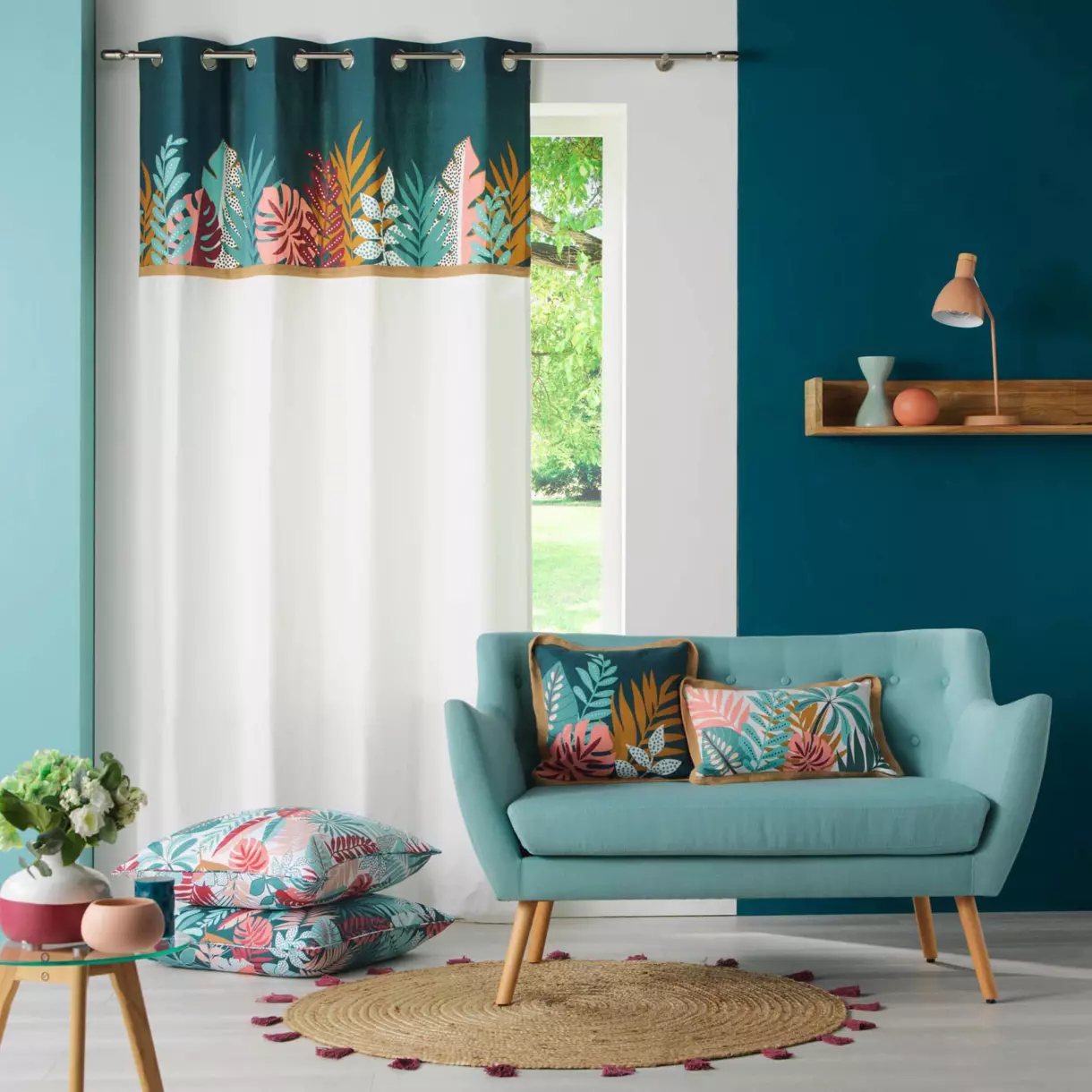 Cortina semi opaca (140 x 240 cm) Top Jacala Azul 1