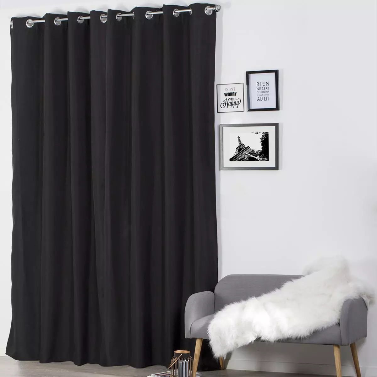 Cortina Opaca aislante (140 x 260 cm) Isaia Negro 1