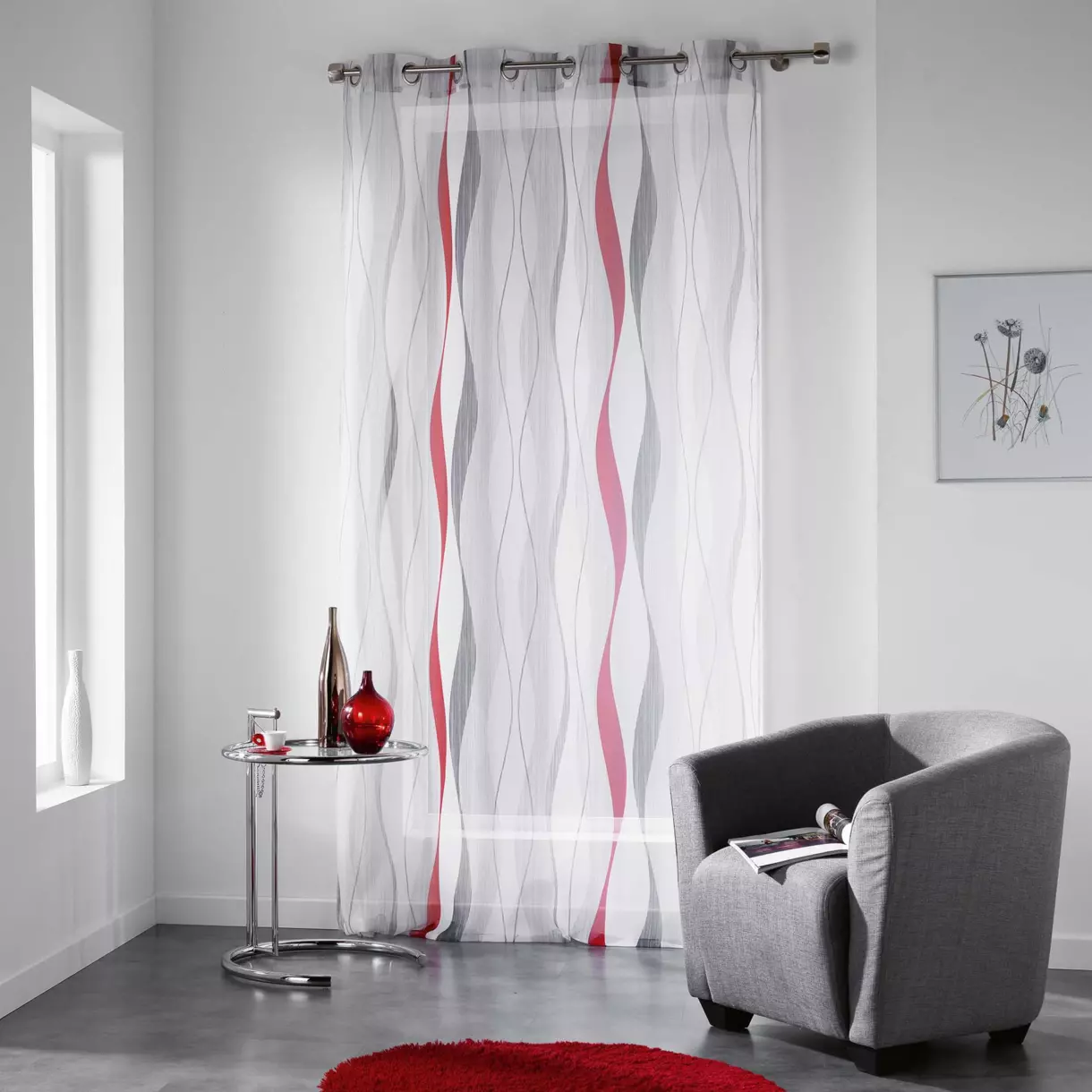 Visillo (140 x 240 cm) Ondulys Rojo 1