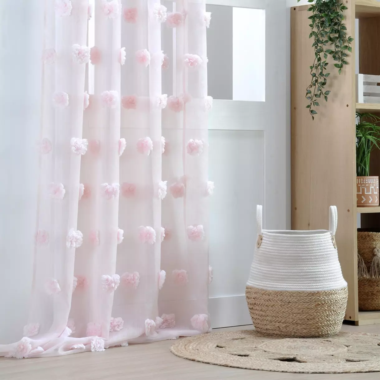 Visillo (140 x 260 cm) Pompinou Rosa palo 1