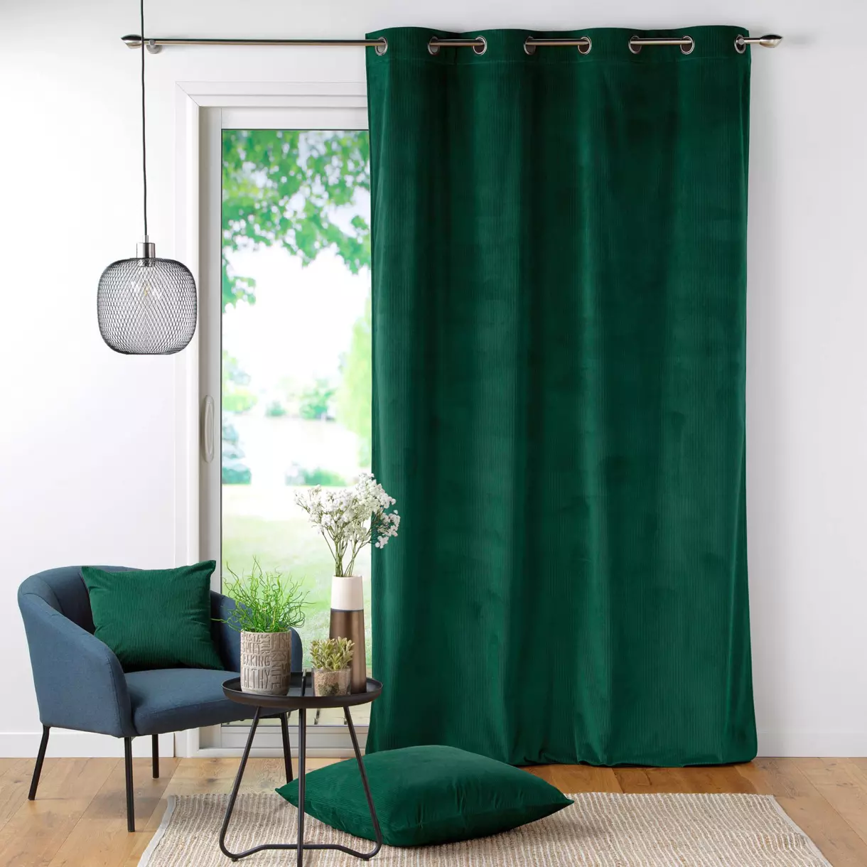 Cortina semi-opaca(140 x 260 cm) Casual Verde obscuro 1