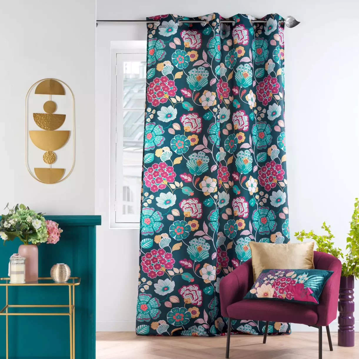 Rideau (140 x 260 cm) Winteria Bleu canard