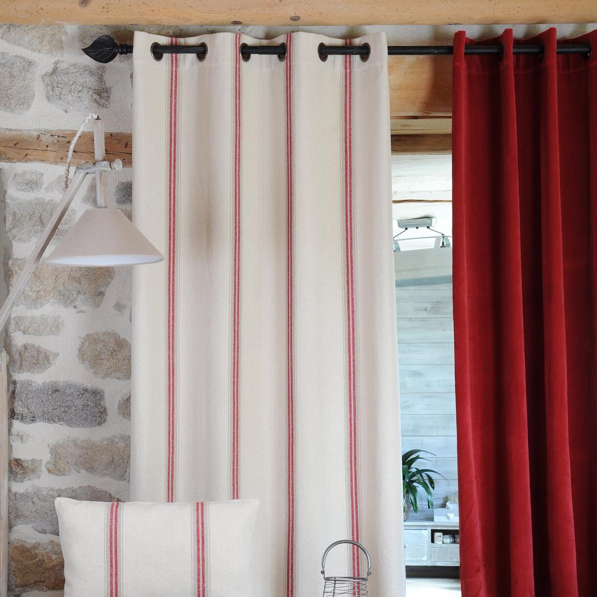 Vorhang aus Baumwolle (135 x 260 cm) Montauban Rot 1